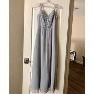 David’s Bridal grey bridesmaid dress